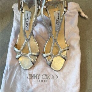 Jimmy Choo Metallic Silver Heels